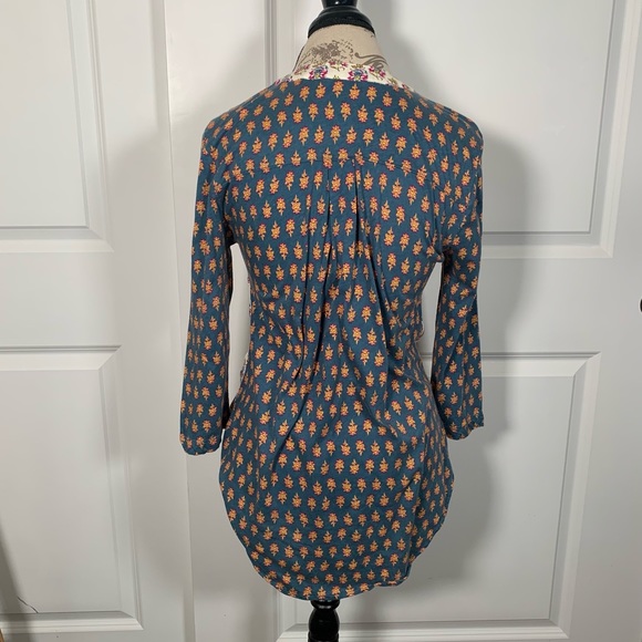 Mauve Mandan Top Anthropologie Small Blouse Blue Green - Picture 4 of 14